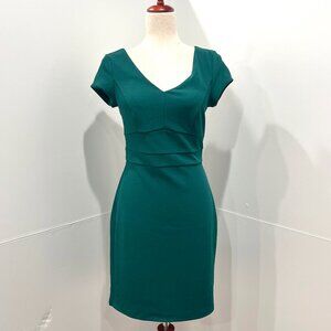 EXPRESS Hunter Green Cocktail Dress Double V Neck Size Sm